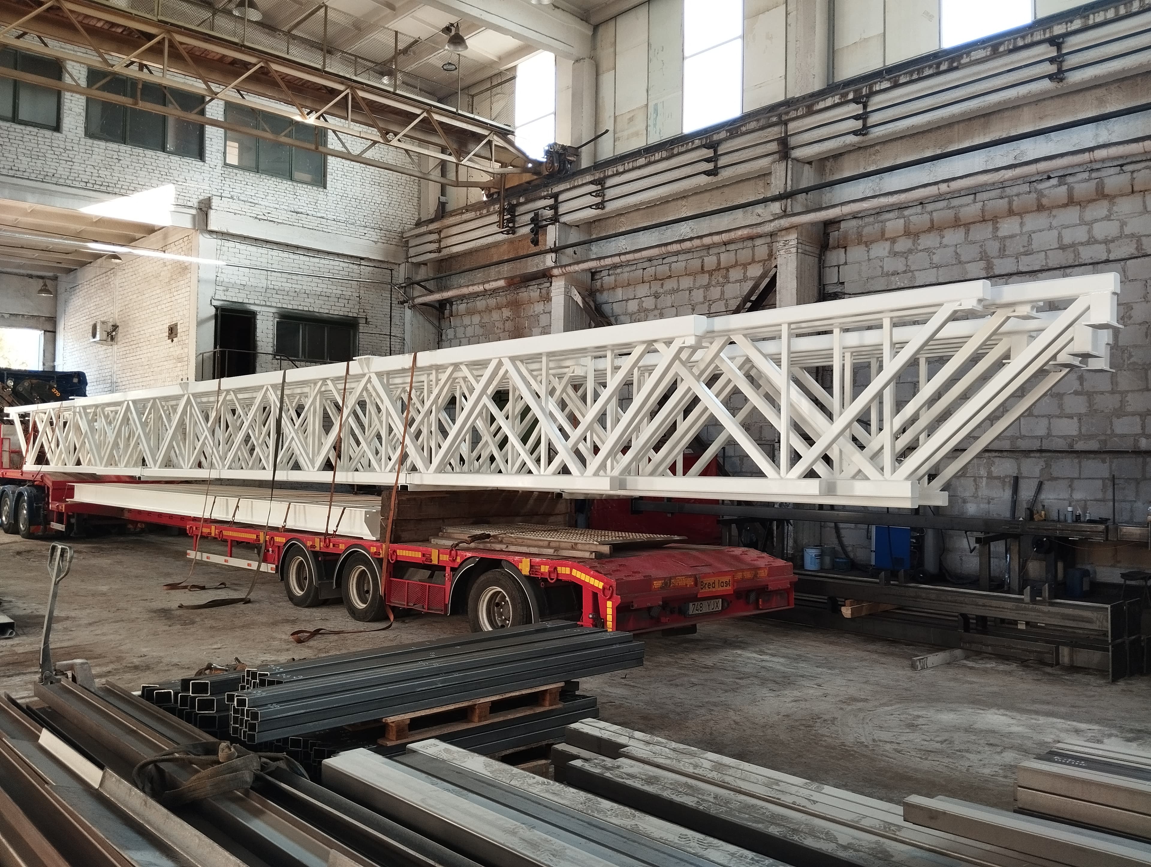 Construction crane and steel frame installation